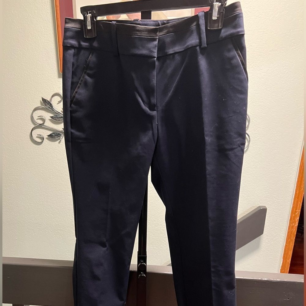 Ann Taylor Midnight Blue Trousers With Black Trim #DP310